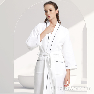 Waffle Bathrobe com tubulação para adultos